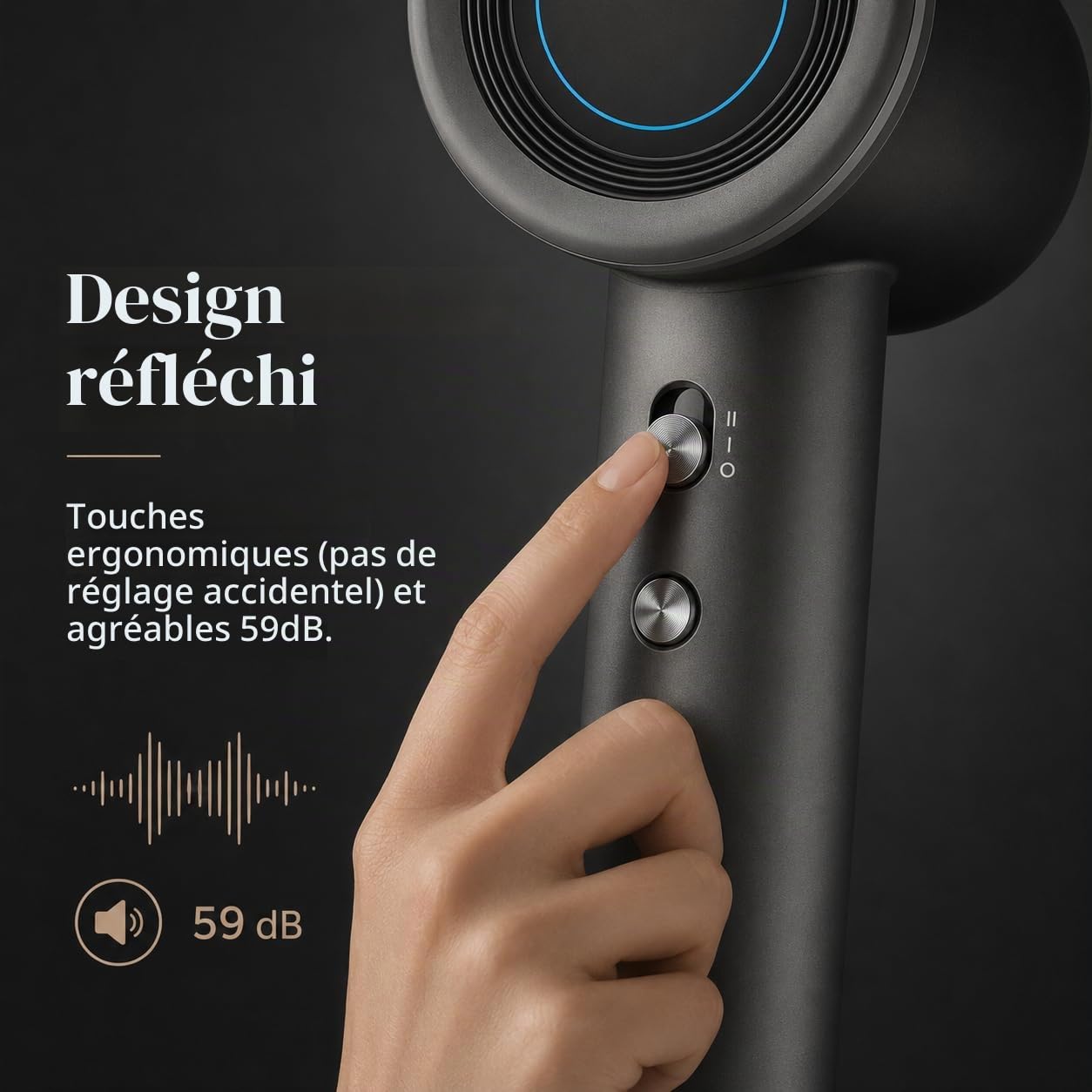 BOWEI Sèche Cheveux Ionique Haute Vitesse, Moteur Sans Brosse 110000 tr/min, Séchage Rapide, Anti-Frisottis, Contrôle Intelligent de la Température, Léger et Silencieux avec Étui de Rangement