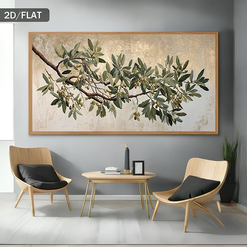 Toile branches d'olivier abstrait solution grand format pour habiller un mur vide