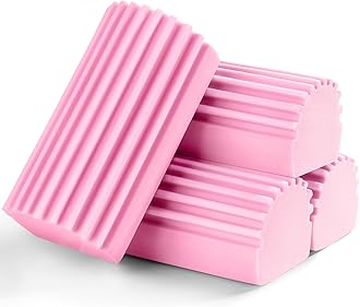 4-Pack Damp Clean Duster Sponge, Sponge Cleaning Brush, Duster for Cleaning Blinds, Glass, Baseboards, Vents, Railings, Mirrors, Window Track Grooves and Faucets Pink Non-Scratch Sponges