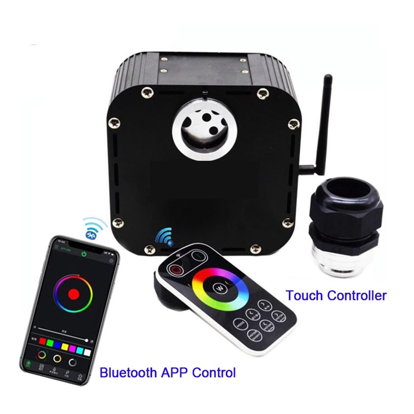 1X Supper Brightness Twinkle 50W RGB APP Control, Światłowodowa dioda LED do dekoracji sufitu w kształcie gwiazdy(Touch remote)