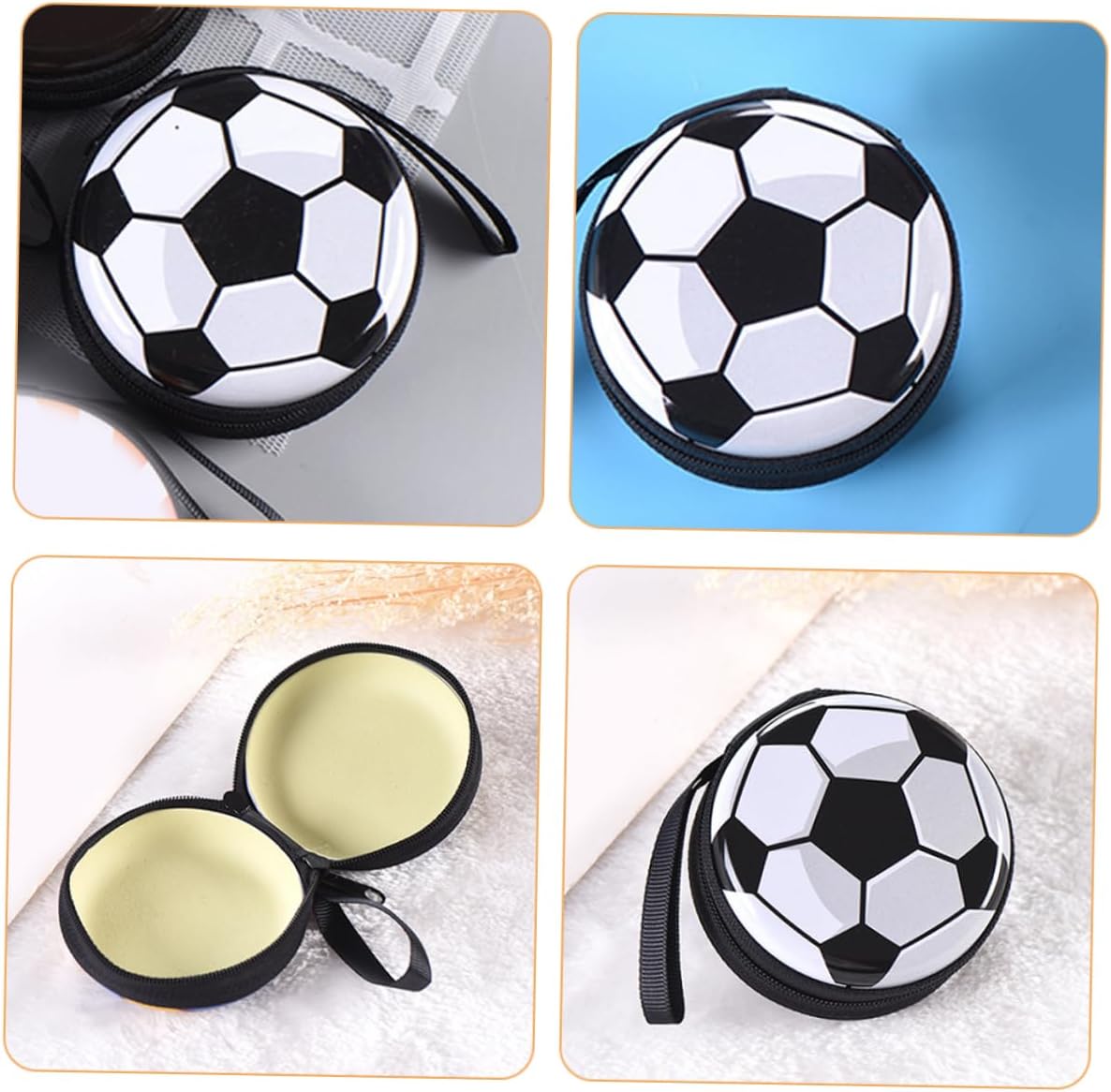 Yardwe 5pcs Football Shaped Coin Purse Durable Tinplate Storage Boxes for Coins and Snacks Creative Sports Goodie Bags for Soccer Lovers for Home and Office Organization