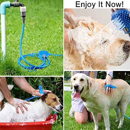 yufana Pet Shower Sprayer Bath Massage Brush,Dog Shower Sprayer Attachment Set Dog Wash with Hose and Shower Attachment Dog Shower Sprayer,for Pet Bathing Washing Outdoor Indoor(2.5 m,Blue) - Image 4