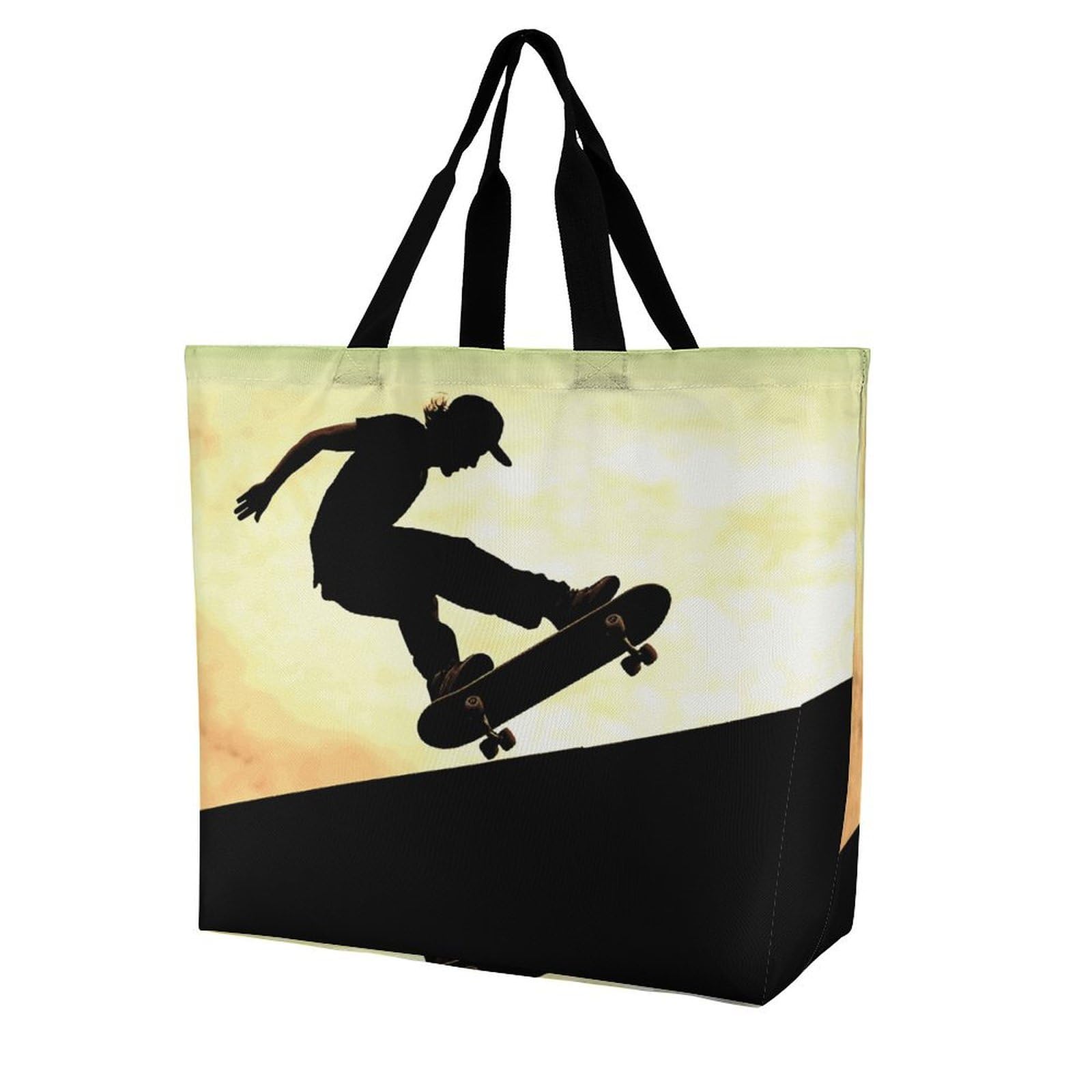 DWVSFJM Skateboard Women Tote Bag Portable Storage Handbag Large Reusable Eco-friendly Shopping Bags For Work Gym Travel Beach