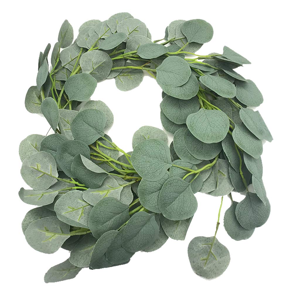 Aisamco Artificial Silver Dollar Eucalyptus Leaves Garland Holiday