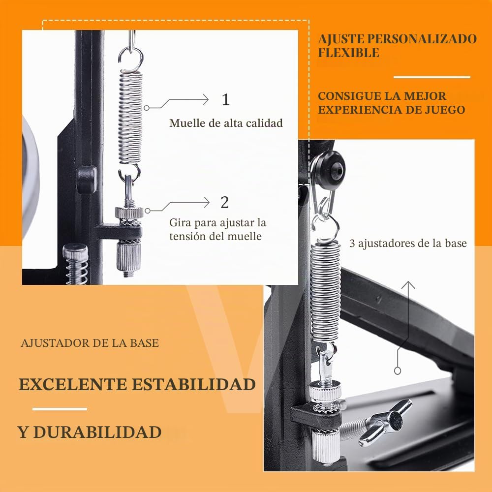 Doble pedal bombo, pedal de bombo doble con doble cadena, accesorios de percusión profesional (V-SZ11) | Pedal de bombo doble con doble cadena, respuesta directa, base estable, rendimiento ajustable para bombo