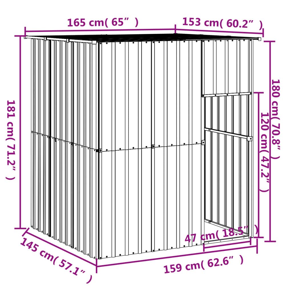 Gabbia Cani Tetto Antracite 165x153x181cm Acciaio Zincato, Box per Cani da Esterno, Gabbia per Cani, Box per Cani, Recinto per Cani