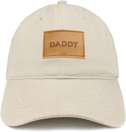 Trendy Apparel Shop Sombrero de papá de algodón bordado con parche de cuero para papá