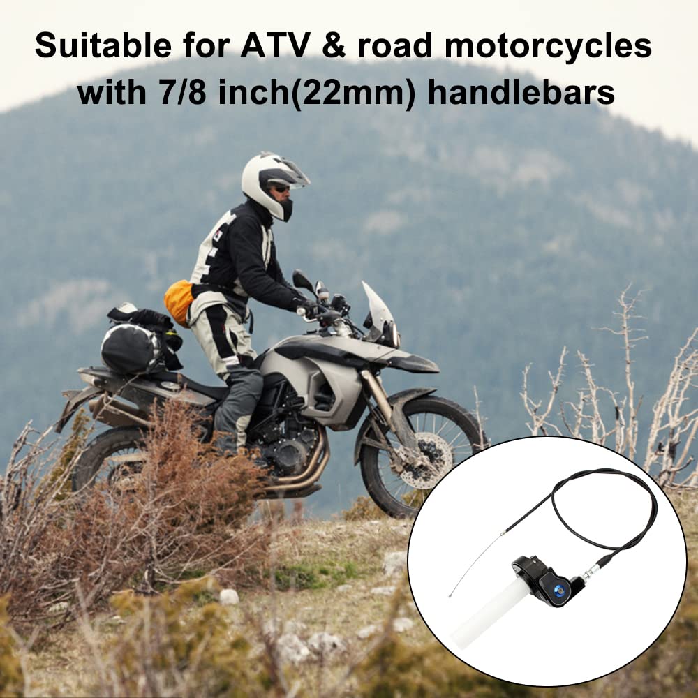 Manopola Dell'acceleratore Nero con Cavo, Manubrio dell'Acceleratore a Torsione in Alluminio da 7/8 Pollici Kit per ATV, Quad, Dirt Bike