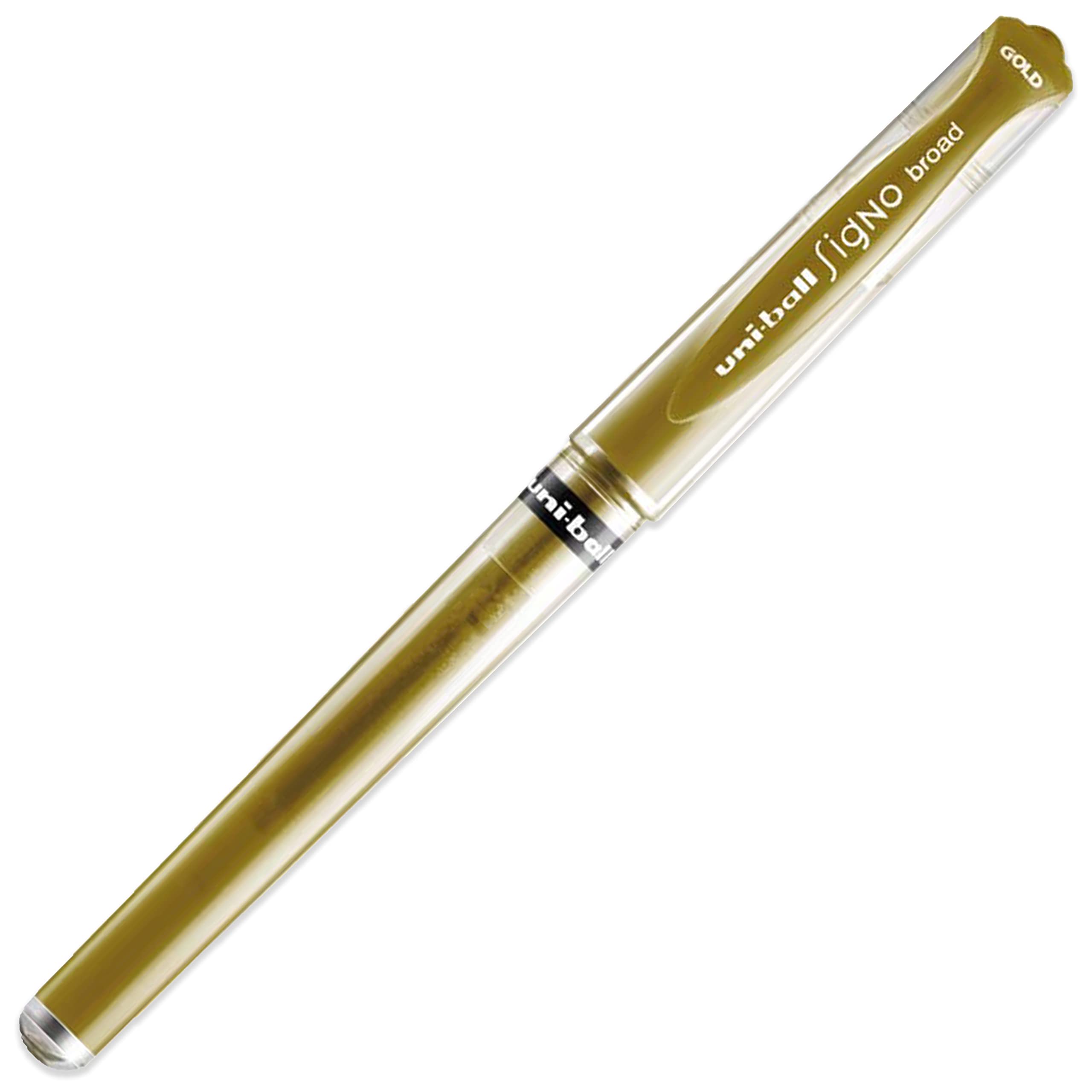 uni-ball Signo Pen Brede Metallic Gel Inkt Rollerball - Metalen 1mm Tip Nib 0.65mm Lijnbreedte Met Rubberen Grip - UM-153 - Goud (5