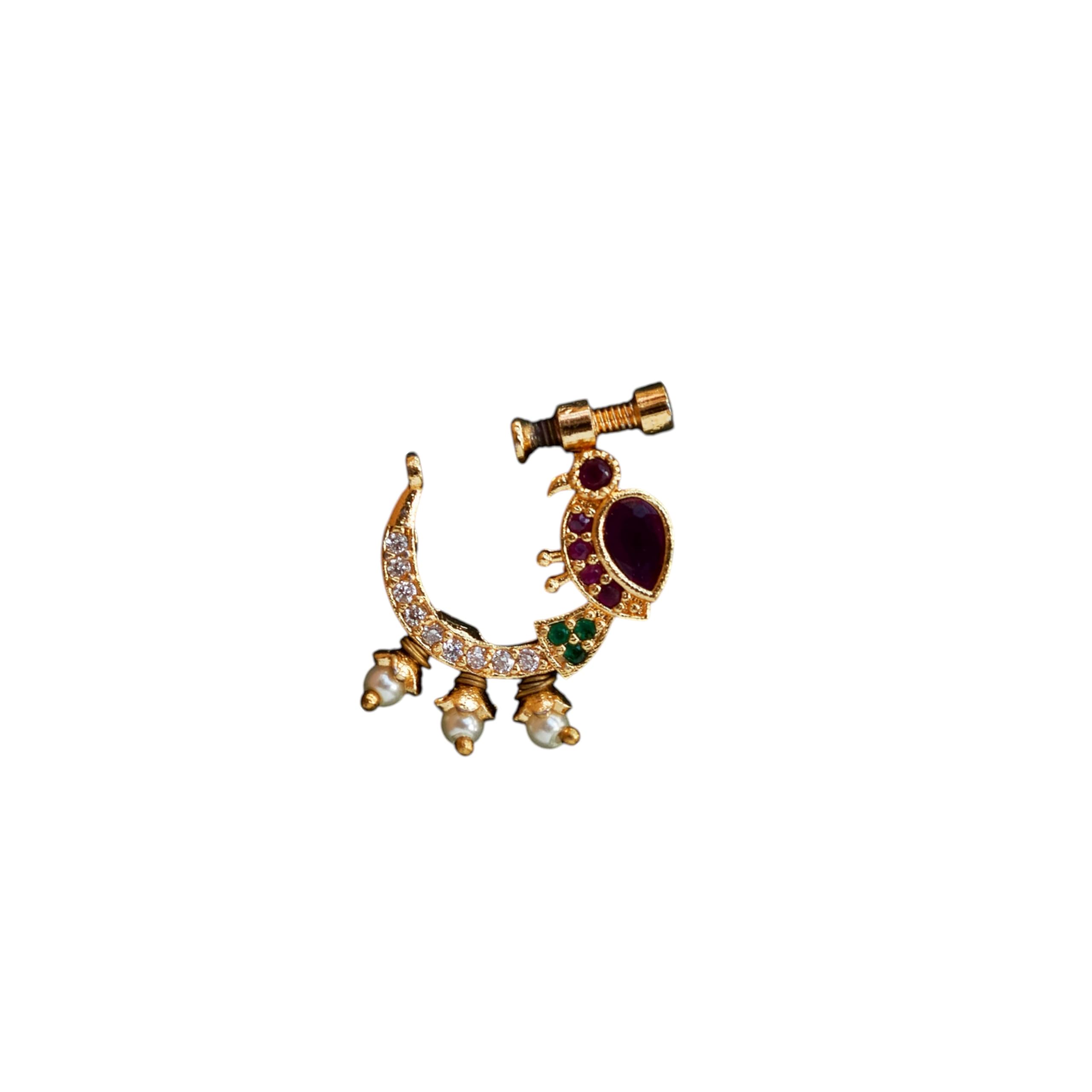 Imperial Bird-shaped Gold Plated Screw Nose Pin-image-35