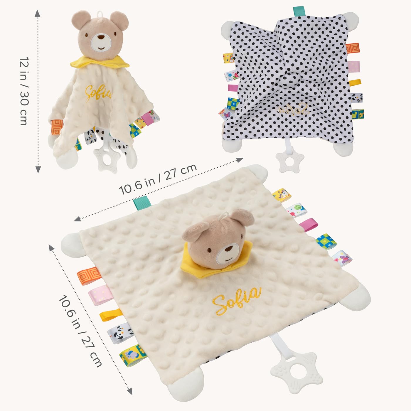 Doudou Couverture Personnalisé Avec Prénom – 40x40 Cm – Polyester Doux – Cadeau Naissance Ou Anniversaire