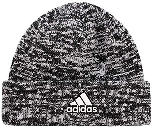 adidas Women's Team Issue Fold Beanie, Black - White Marl/Black, ONE SIZE