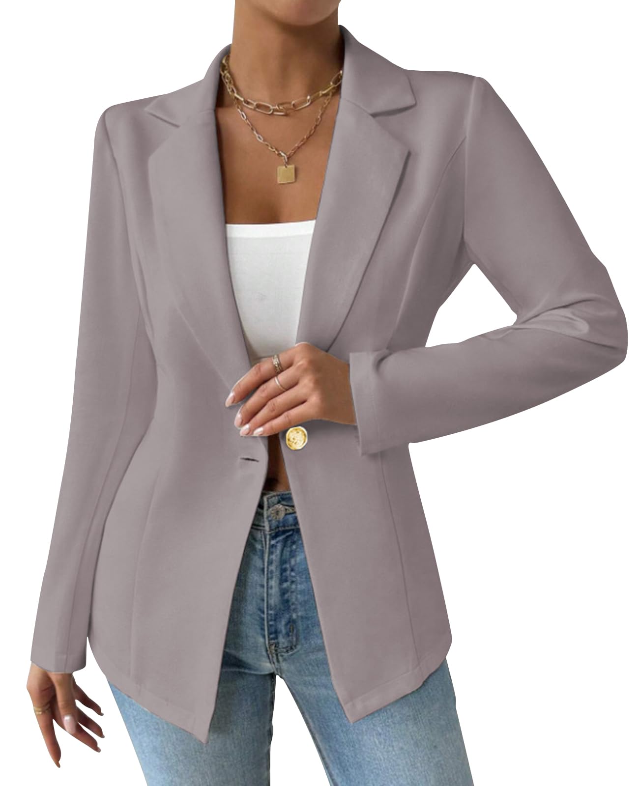 MINTLIMIT Womens Blazer Casual Long Sleeve Button Front Blazers Business Work Office Blazers Jacket