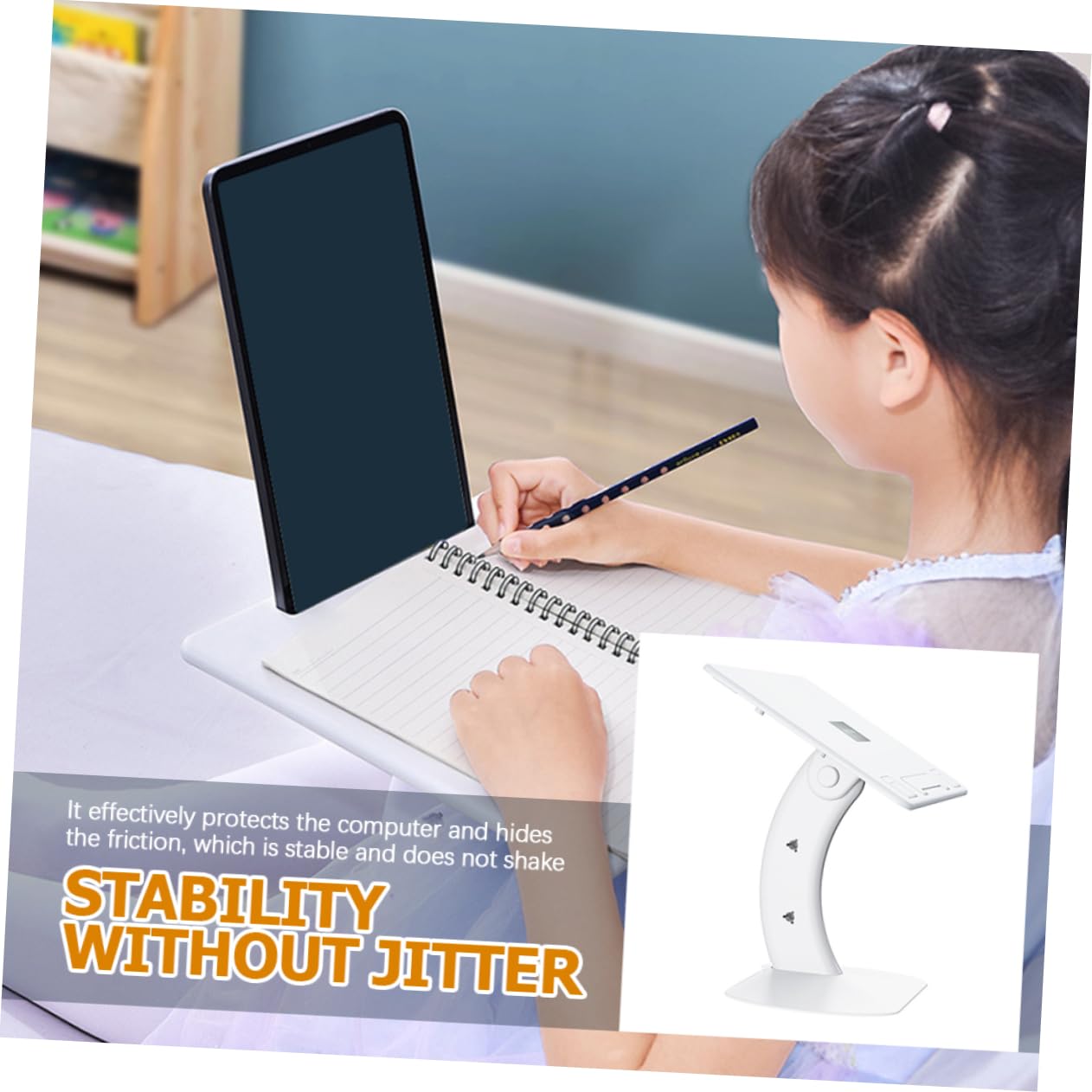 HEMOTON Soporte Ergonómico para Portátil Blanco de PC Ángulo Ajustable de 4 Niveles y Plegable, Adecuado para Escritorio y Reducción de Presión Cervical