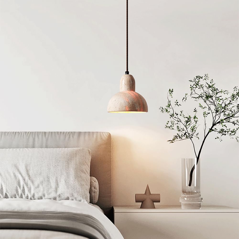 Żółta lampa wisząca z trawertynu, antyczna lampa wisząca przy łóżku, lampy wiszące z kamienia naturalnego, oprawy oświetleniowe E27, retro przemysłowe lampy wiszące do domu wiejskiego, restaur