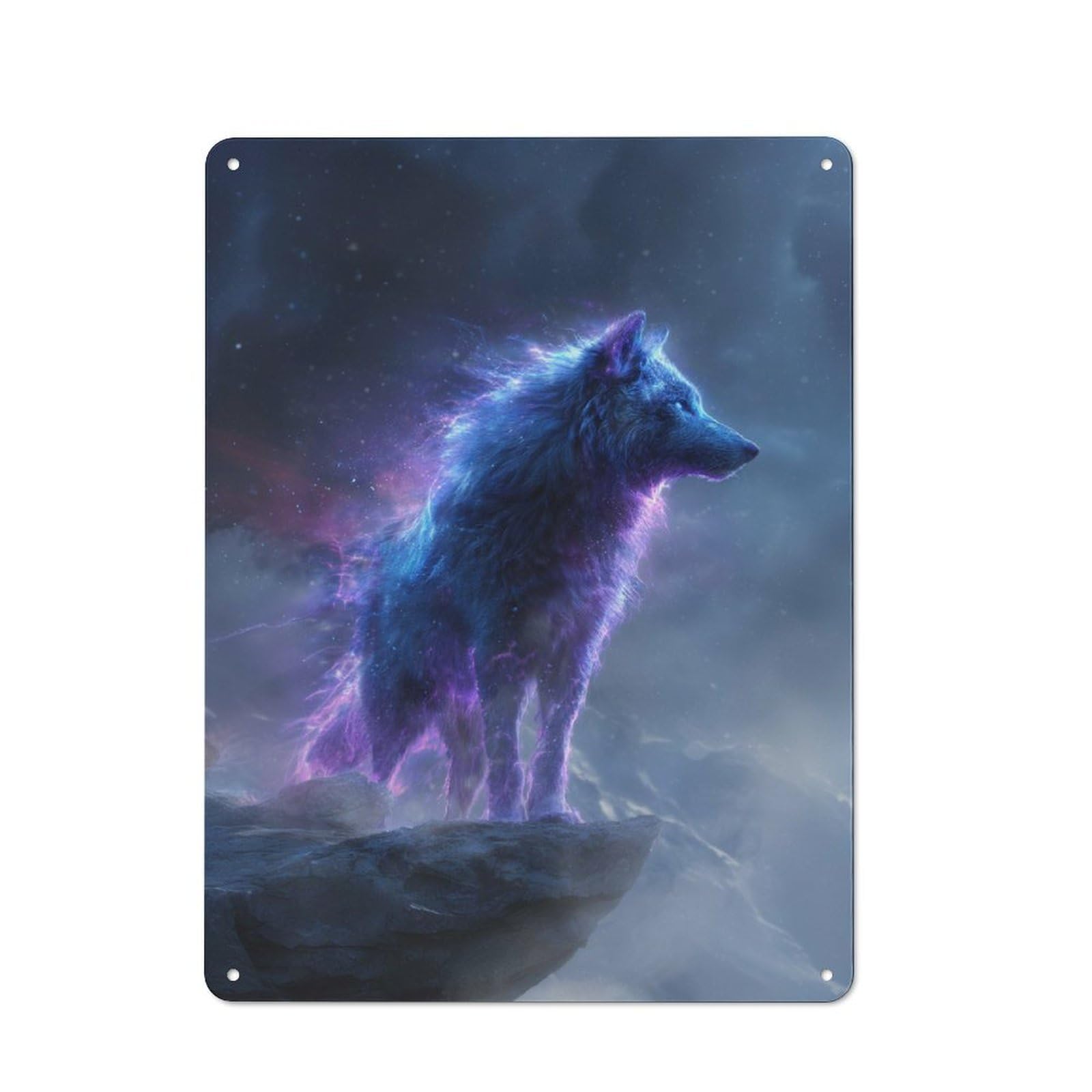 Junmoney Celestial Wolf On Mountain Peak Friendly Cafe Metal Sign 40X30cm, Cafe Wall Decor For Tea Room, Shop Wall Or Breakfast Area