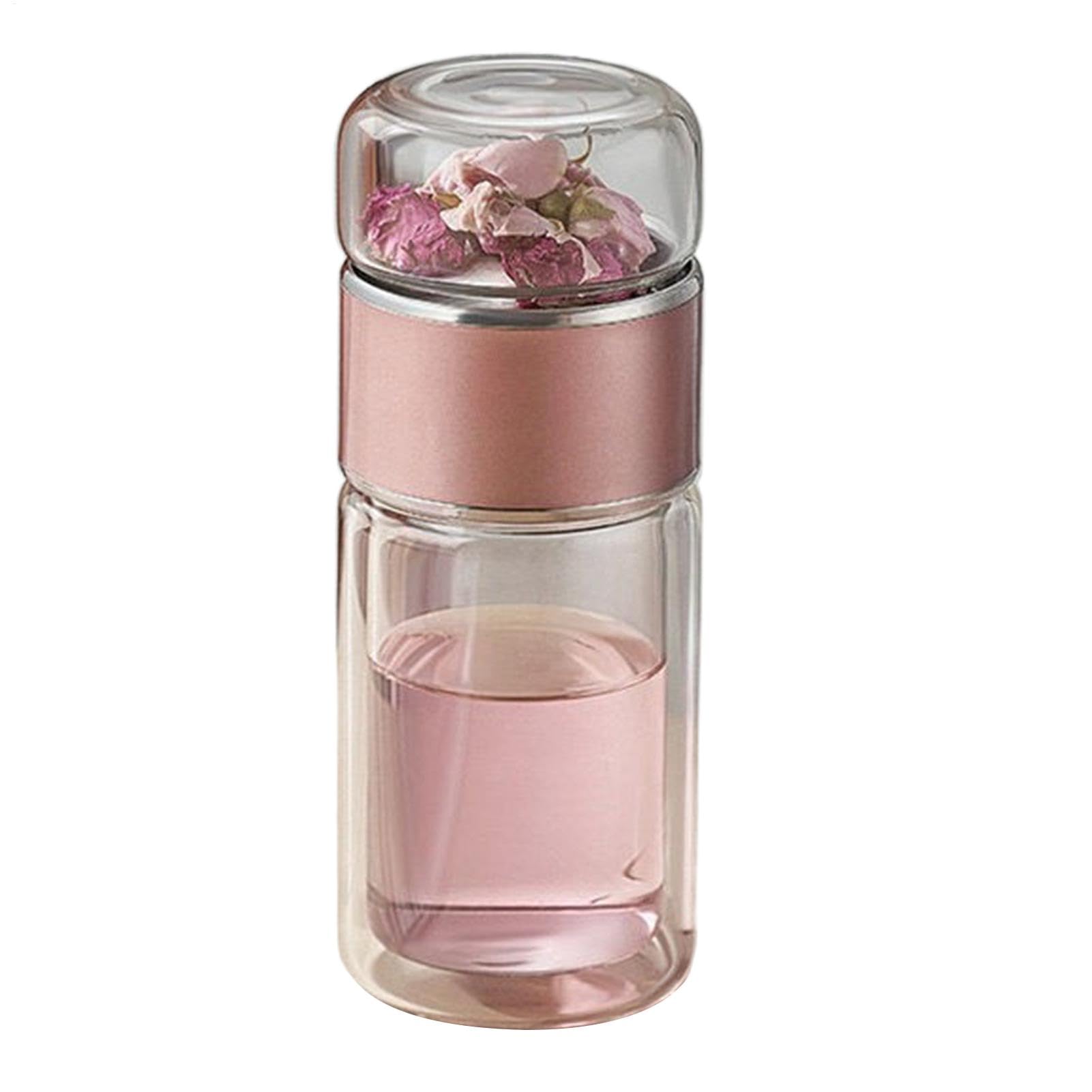 Infusifie Tea Infuser, 280/350/420 ml Glass Tea Infuser Bottle, Double-Walled Water Bottle, Tea and Water Separating Tea Bottle, Portable Travel Tea Cup with Stainless Steel Filter