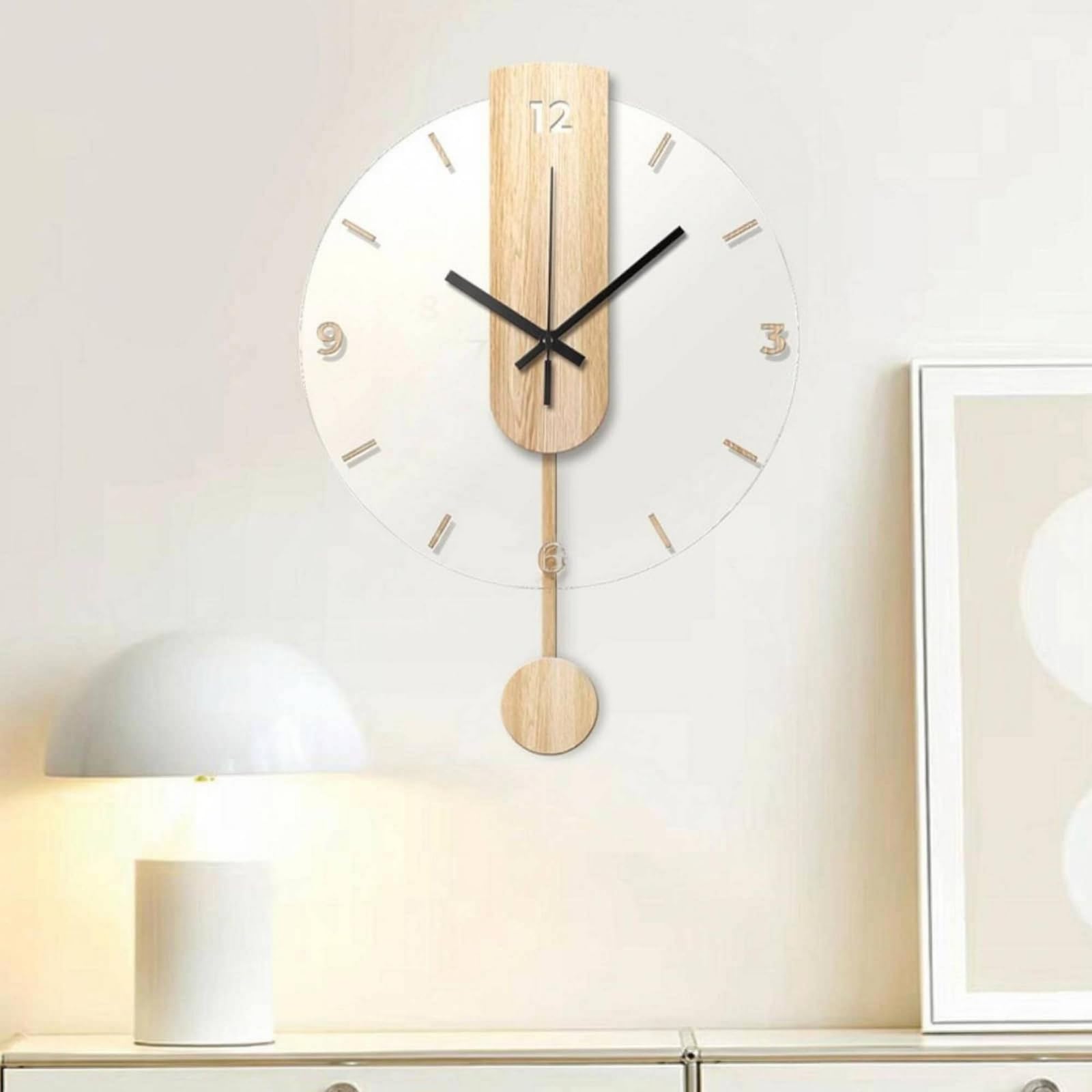 Reloj de Pared Reloj Colgante Reloj Decorativo Reloj con con Panel Central Alto y de Madera Simple de Fácil Lectura