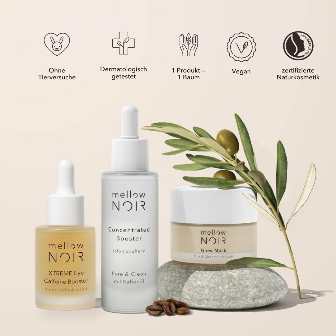 mellow NOIR Anti-Falten Nachtpflege Duo - Hyaluronserum mit täglicher Nachtcreme - Sofort Straffend, Reduziert sichtbare Poren & Rötungen - Für eine ebenere Haut - Vegan - zertifizierte Naturkosmetik