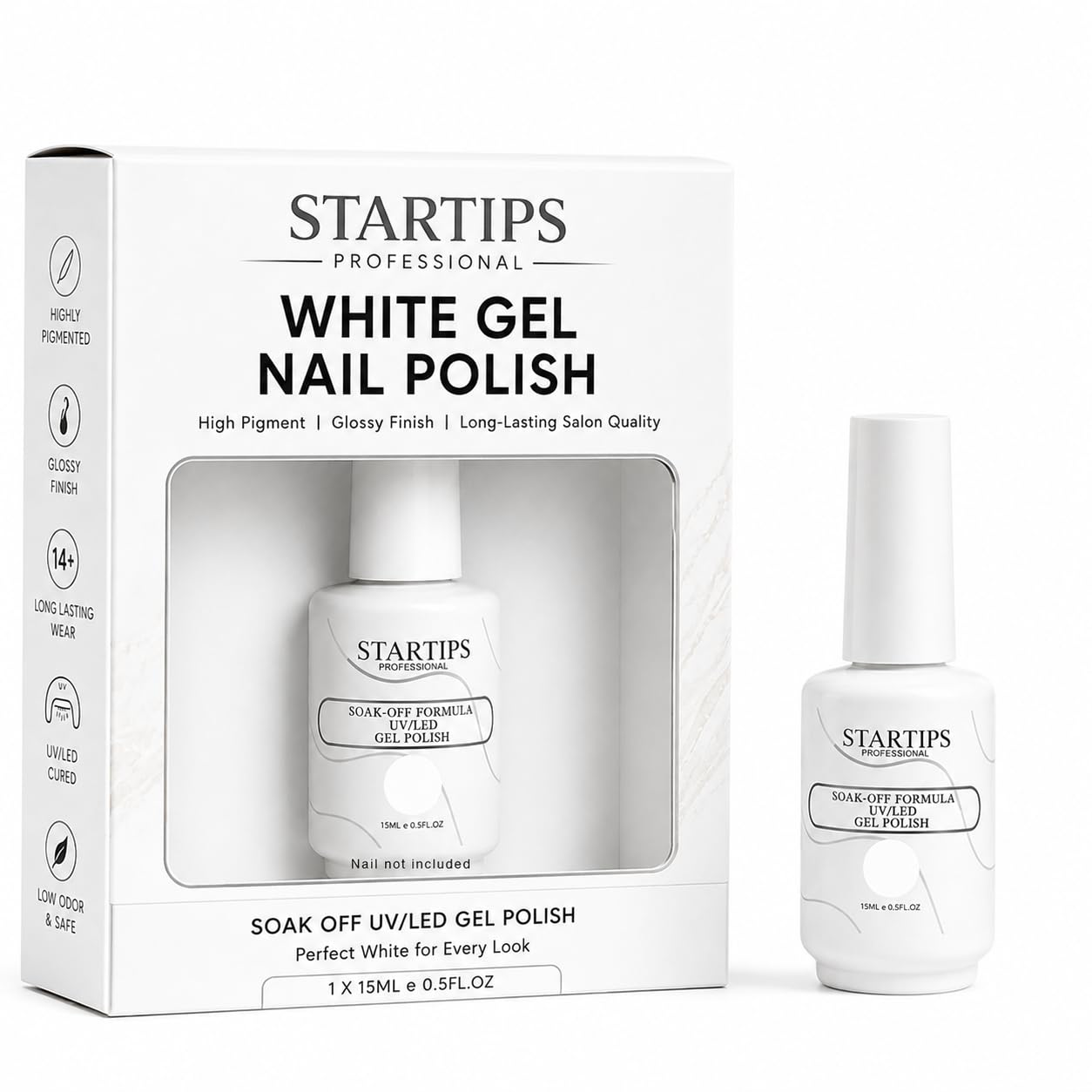 White Gel Nail Polish Set | 15 ml – High Pigment, Glossy Finish UV/LED Soak-Off Gel Nail Paint | Long-Lasting, Chip-Resistant Salon Quality Nail Art-image-33