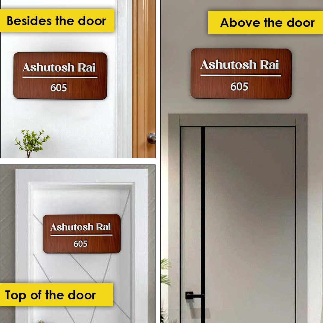 Wooden Name Plate For Home Entrance | Customised Family Name & House No — Amazon image 7