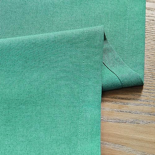 Image of ZeeMart Basic Linen Style Table Runner, 14 x 48 Inch Teal Chambray, Rustic Farmhouse Teal Table Runners 48 Inches Long, Everyday Polyester Table Runner - Machine Washable & Easy Care
