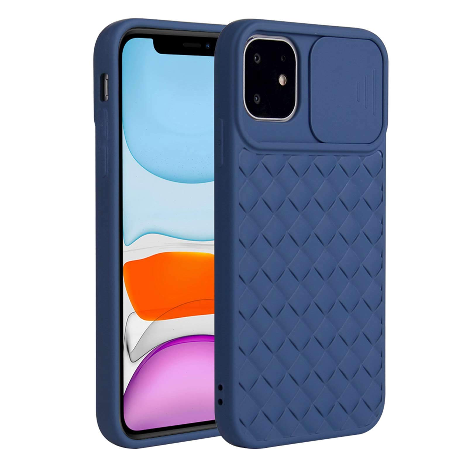 Meweri Compatible with iPhone 12 Pro case,Slim Silicone Soft Gel Rubber Cover Woven Pattern Full Body Protective case with Slide Camera Cover Protection Design Phone Case for iPhone 12 Pro (1)