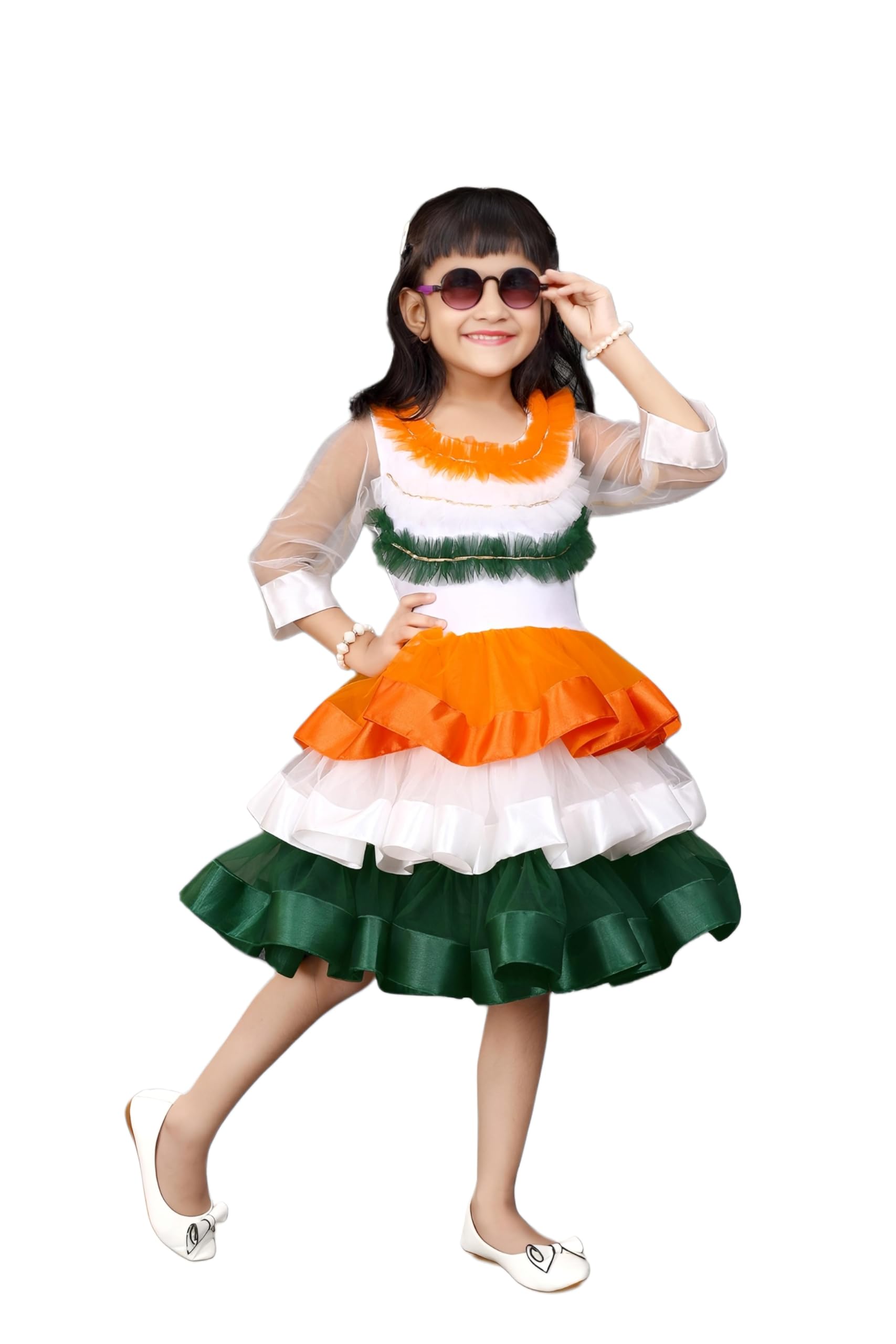 Agnivesha Girls Tiranga Dress for Independence Day & Republic Day | Tricolor Frock Costume for Kids | Patriotic Theme Dress for Fancy Dress, School Events, and National Festivals-image-14