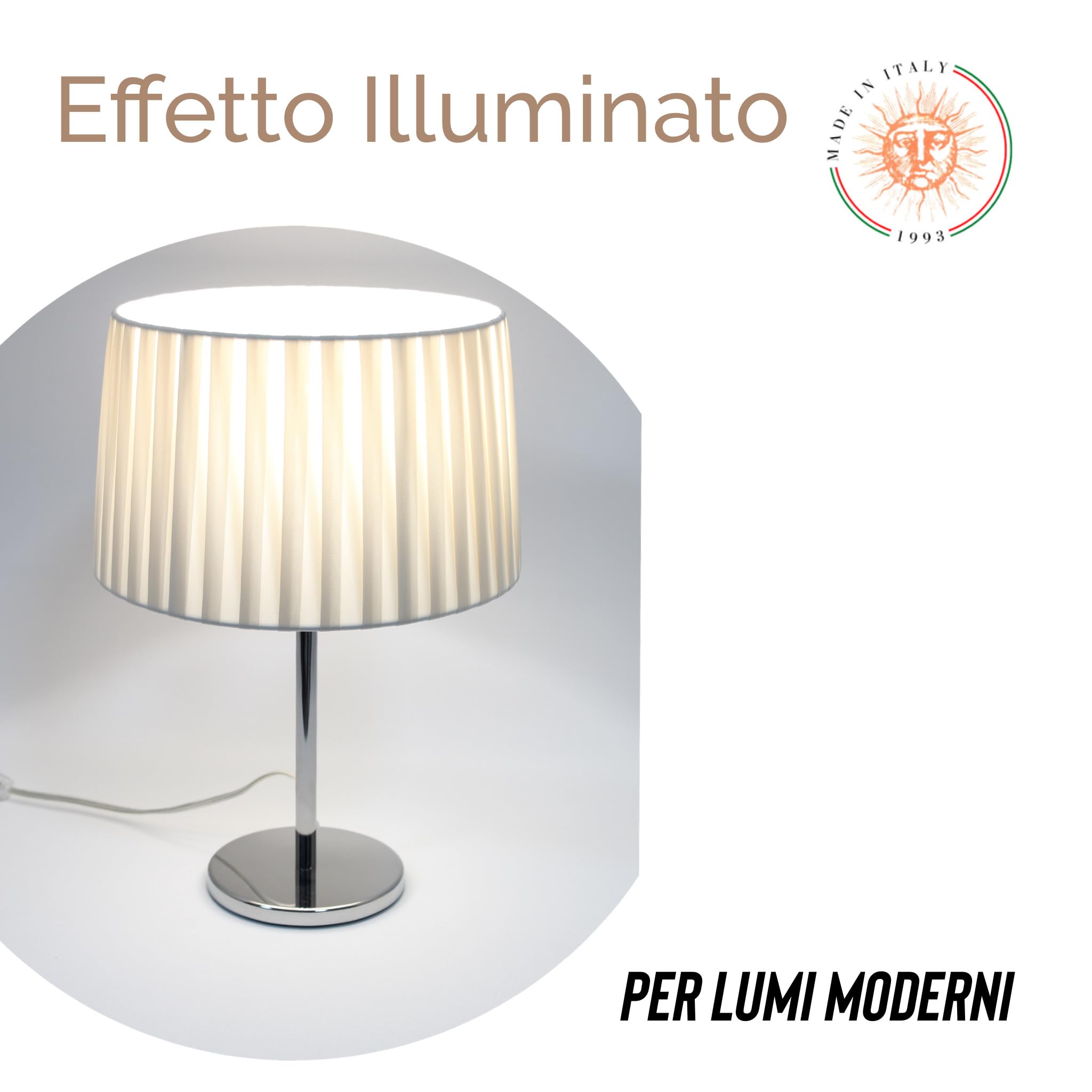 Paralume modello Smart per lampada in tessuto Plissettato Pongè Avorio - Artigianale, autentico Made in Italy (D.25 x D.Sup. 22 H.15 cm (ATTACCO E14))