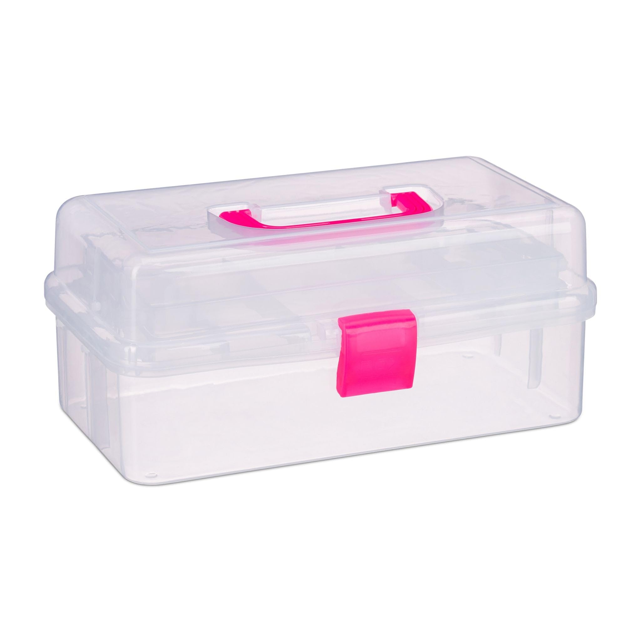 Helloshop26 - Caja de almacenamiento transparente (14 x 33 x 19,5 cm, 9 compartimentos de diseño inteligente, plástico transparente, 13_0006716)