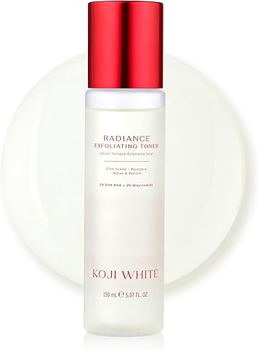 Koji White Tónico exfoliante para rostro con tóner PHA BHA al 5%, 2% niacinamida, ácido kójico y ácido hialurónico Tónico facial hidratante y