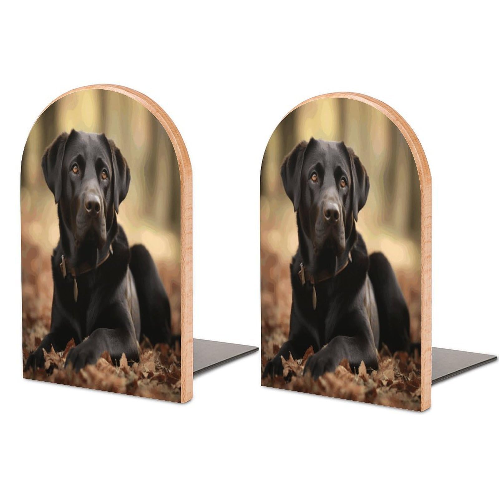 Cute Labrador Dog Bookends Modern Bookends for Shelves Fashion Heavy Duty Book Stopper Sturdy Non-Skid Metal Base Wood Book Ends for Library Home Office 1 Pair