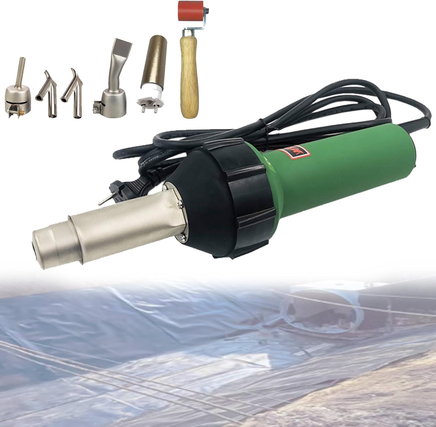 XAZLBIW Hot Air Plastic Welding Gun with Automatic Cooling, Tips, Seam Roller for Flooring and Rods