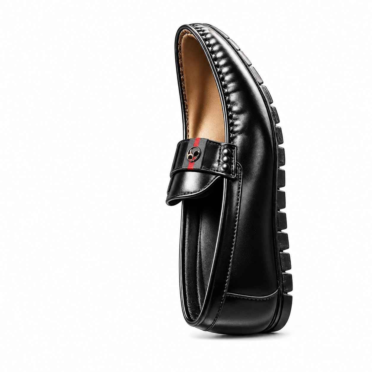 Men's Slip-On Loafers with Striped Strap Detail-picture-57