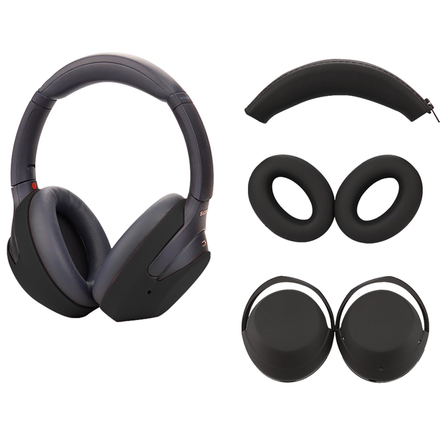 3 Set Case Cover Compatible with Sony WH-1000XM4 Headphones,Embody Ear Pad Cover/Headband Cover/Ear Cover Soft Silicone Headphones Accessories（Black）-image-18
