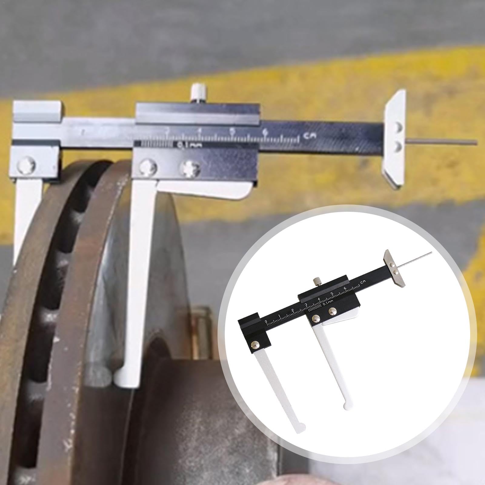 Scheibenbremsrotor-Mikrometer – Bremsscheiben-Messwerkzeug | Schnelles Und Genaues Dickenmesslineal | 0-60 Mm Metrischer Messschieber, Manueller Tiefenmesser Für Automatische Bremsscheiben, Reifenprof