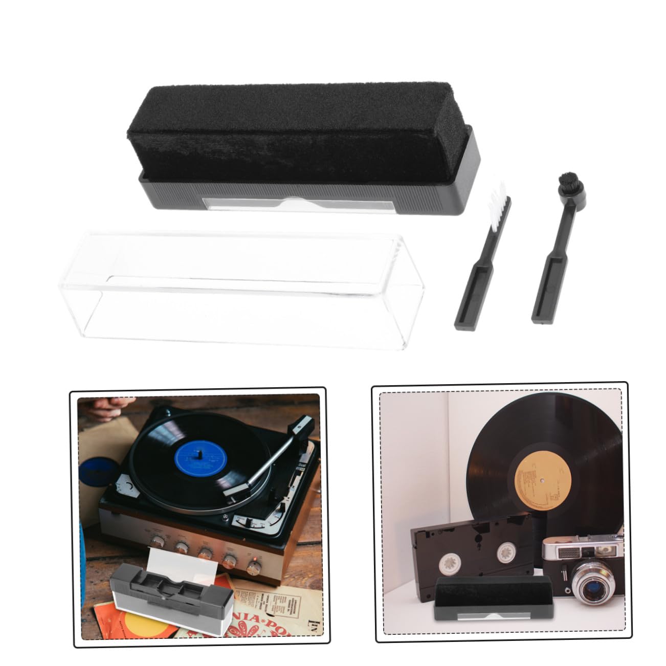 OSALADI 3sets Spazzola Per Pulizia Dischi in Vinile Antistatica Kit Completo Per Manutenzione e Del Giradischi Facile Da Usare e Pratico Compatibile Con Strumenti Musicali Rimuove Polvere