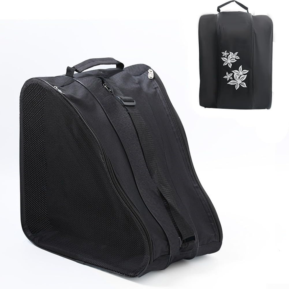 GLOBALHUT Borsa per scarpe da pattinaggio in linea in nylon traspirante per pattini a rotelle e attrezzatura protettiva con tre scomparti