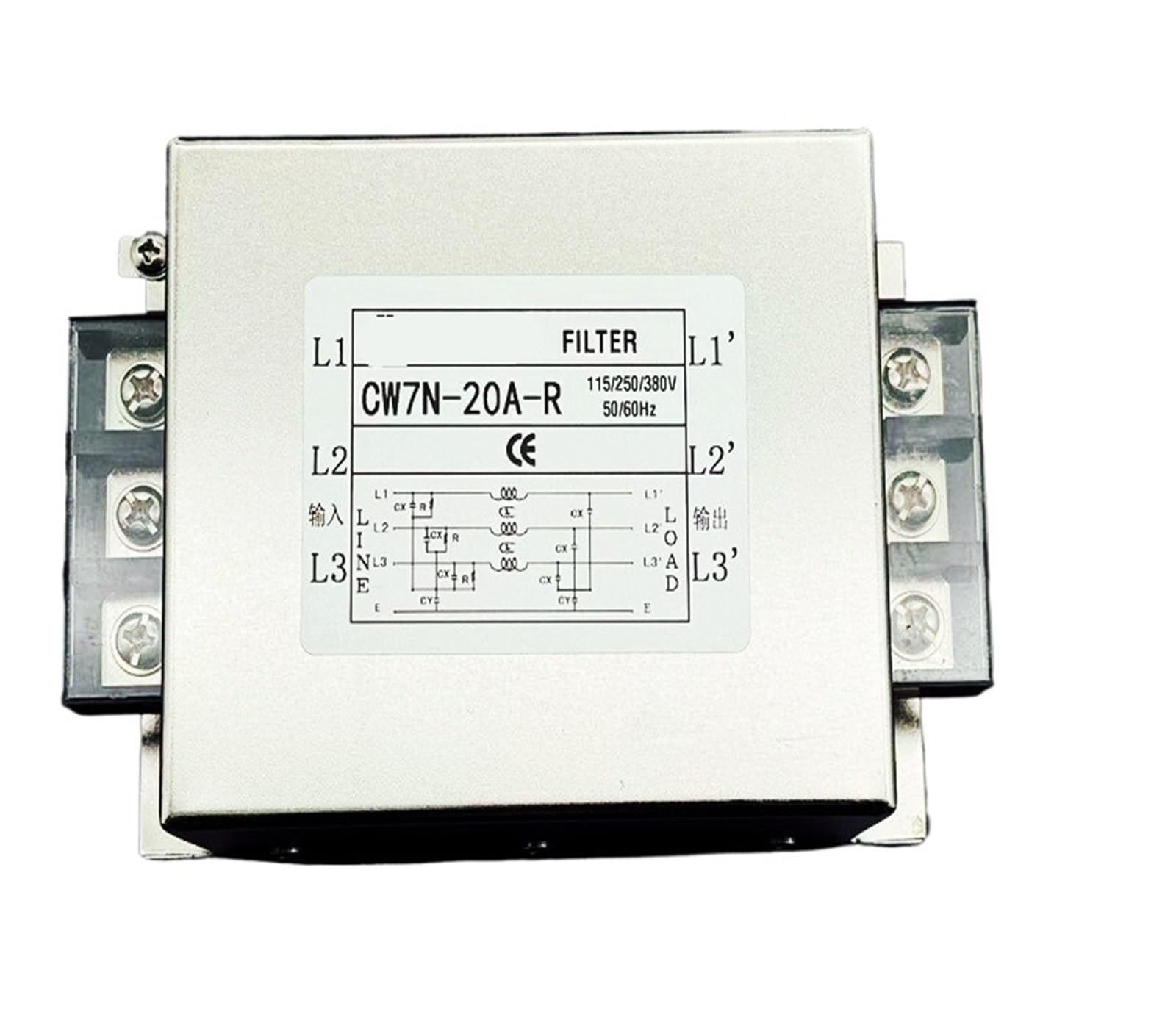 WBBAYDRFR Power Filter Three-Phase 380V Anti-Interference 60A 150A 120A 100A Terminal Block 200A high Current(Cw7n-20a-r)