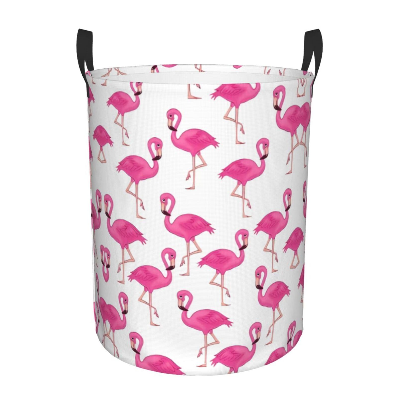 M Circular Hamper pink flamingo Print Storage Basket for Home