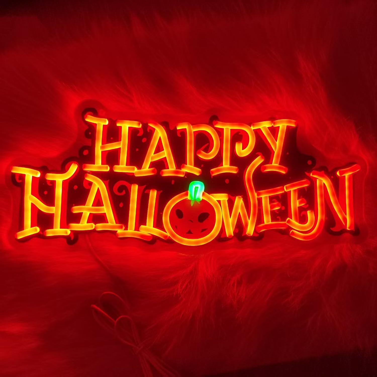 Großes Halloween Neonschild mit dimmbarem Schalter, USB Betriebenes Acryl Neon Schild LED Wanddekoration für Halloween Partys Deko, 17 x 10 Zoll