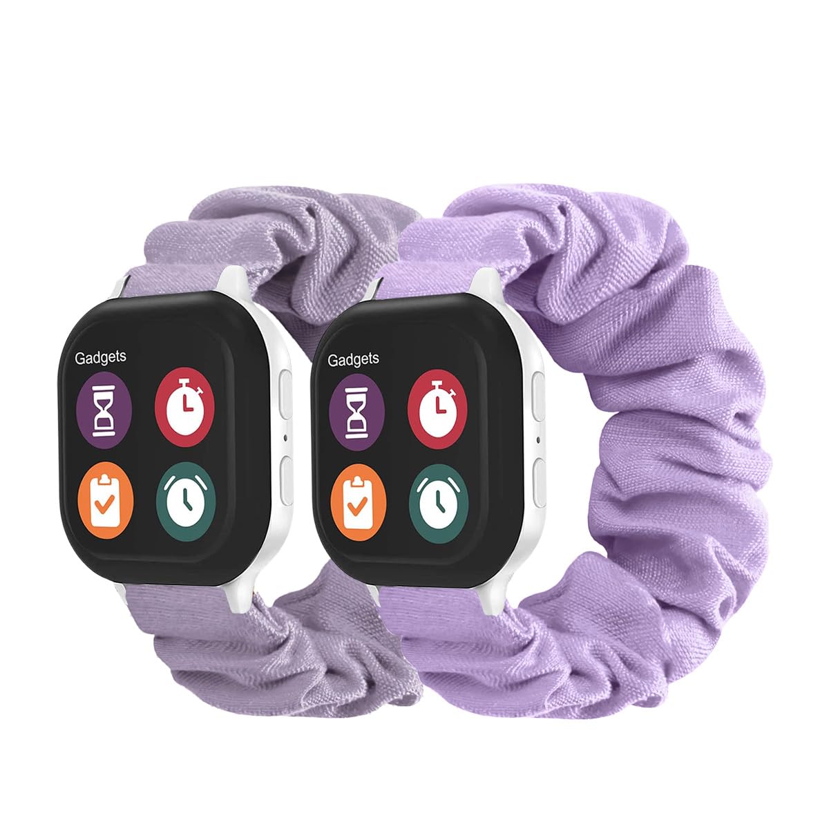 NewJourney 2 Pack Soft Cloth Scrunchie Band Compatible with Gizmo Watch 3/2/1 & Gabb Watch 3/2/1 & SyncUP Kids Watch, Cute & Stretchy Solo Loop Band for Kids