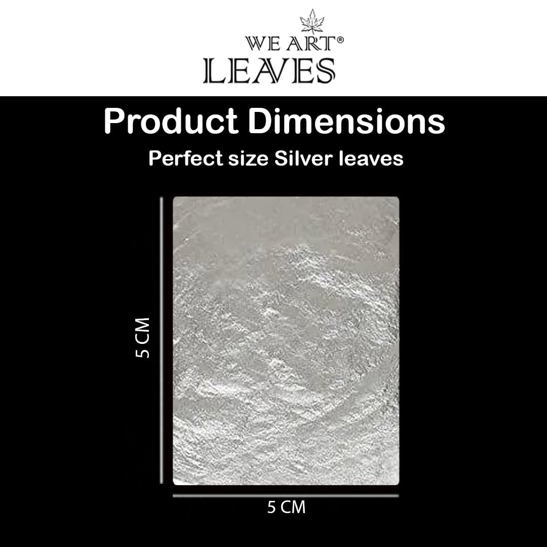 We Art Leaves 24k Edible Silver Leaf Sheets 50Pcs, 5 X 5 CM- Transferable Silver Leaf for Face mask,Drink Decorations, Bakery - Image 2