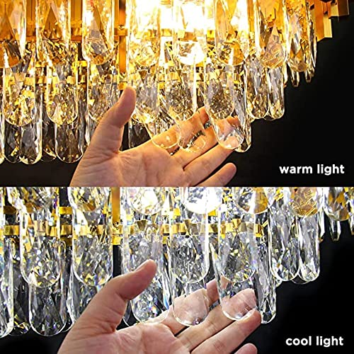 Image of DREAMY DESIGNS Chandelier Lights for Ceiling Black Gold 600 * 300 MM 3-Tier K9 Glass Crystal Chandeliers for Living Room Smart 3 Mode LED Light Plate Modern Jhumar Designer Bedroom and Dining Room