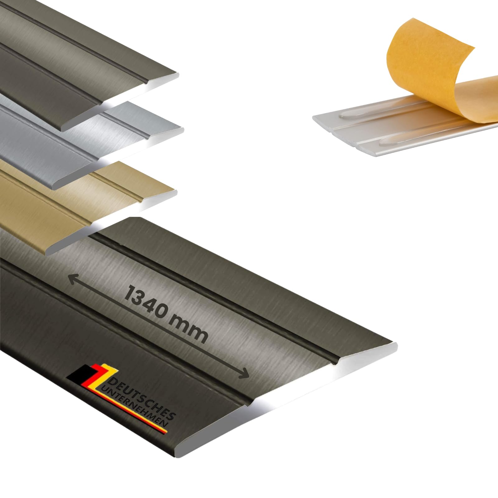 Floordirekt Bronze - Self-Adhesive Metal Transition Strip Profile | Aluminium Flooring Strip For Parquet, Laminate, Pvc, Cork | C-Shape | Pre-Drilled Or Self-Adhesive (Width: 36 Mm | Length: 134 Cm, Bronze | Self-Adhesive)