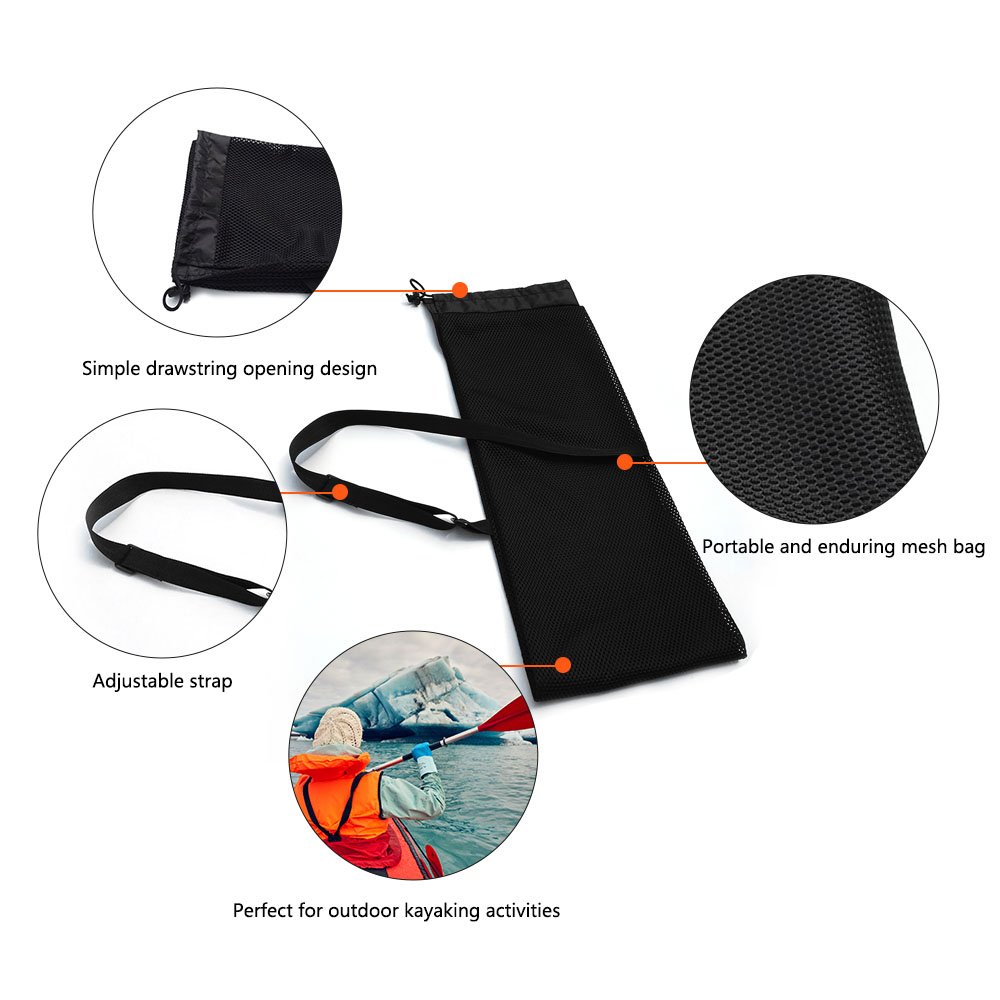 Lixada Drawstring Mesh Kayak Paddle Bag Split Shaft Canoe SUP Paddles Cover Storage Transport Mesh Bag