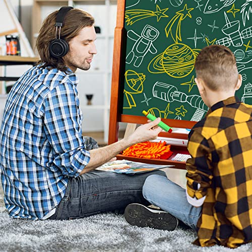 Solid Wooden Easel For Kids,Deluxe Standing Art Easel,3 In 1 Double-Sided Kids Easel -23In*21In Large Whiteboard,Chalkboard And Paper Roll. #TOP6