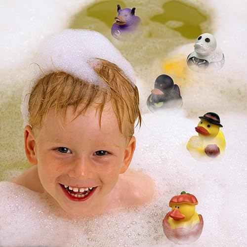 Miniatura 5 de Paquete de 24 patos de goma de Halloween, juguetes de baño para niños y niñas, juguetes de Halloween, regalos de fiesta de Halloween, bolsas de