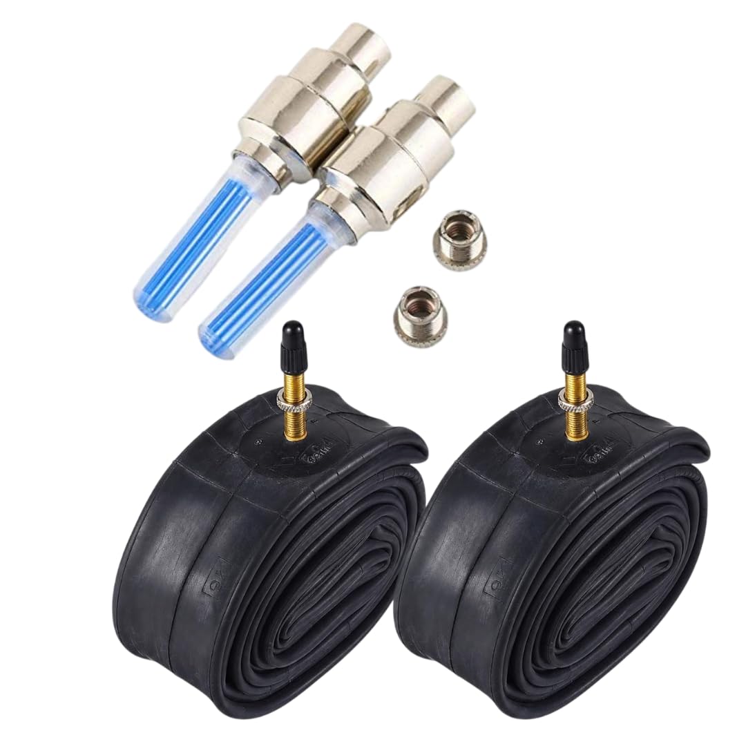 Bicycle Inner Tube 26T x 2.40 Pack of 2 with LED Valve Light Set of 1 | Heavy Duty Butyl Rubber Cycle Tubes | Auto Valve | MTB & Mountain Bike Replacement-image-15