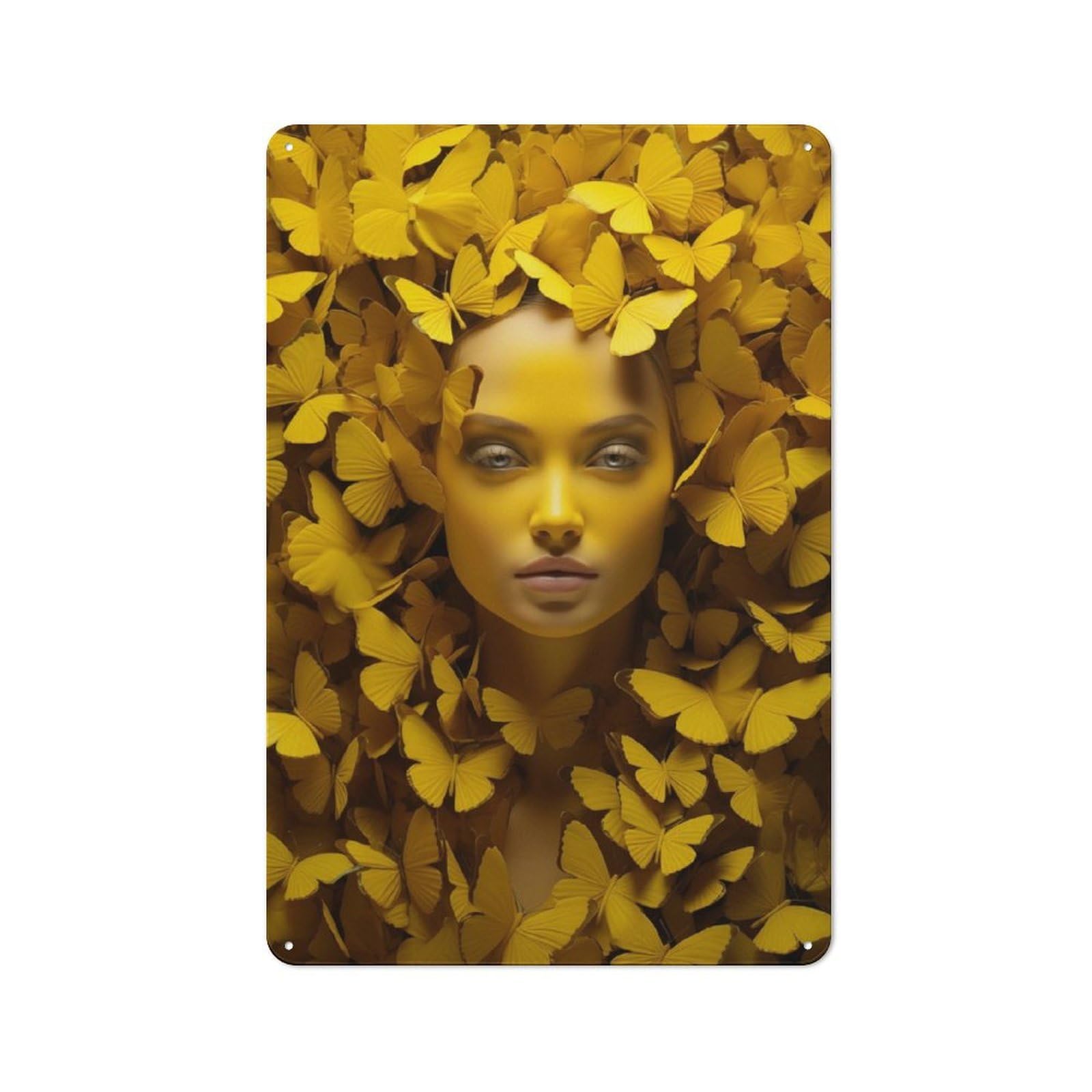 Junmoney Yellow Butterflies Vintage Metal Wall Sign 30X20cm For Garage Or Workshop, For Metal Sign Collectors, For Garage And Workshop Walls